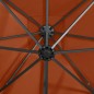 vidaXL Sombrilla voladiza con poste y luces LED terracota 250 cm vidaXL Sombrilla voladiza con poste y luces LED terracota 250 cm