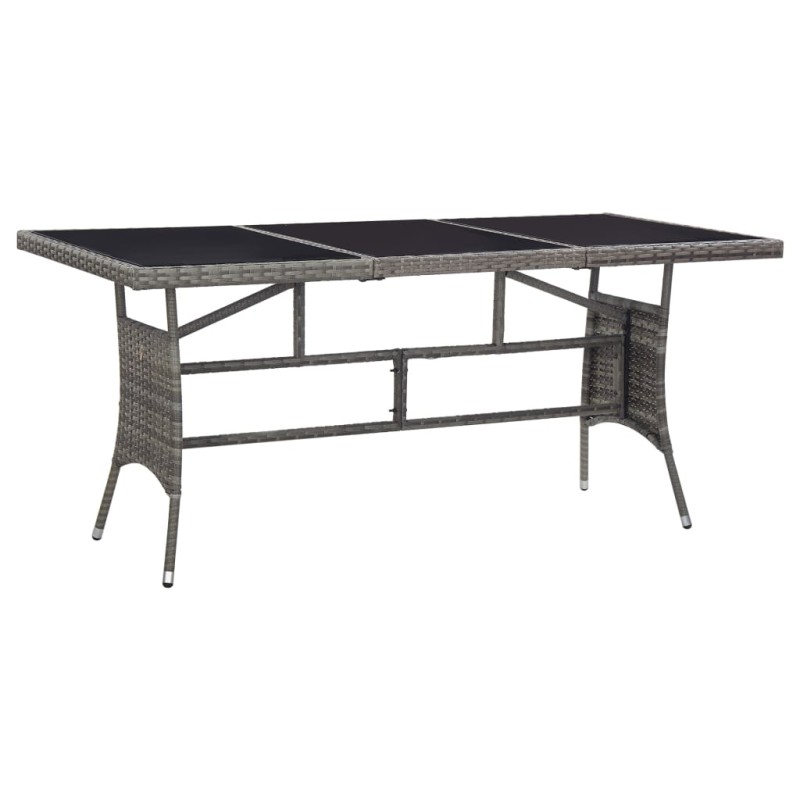 vidaXL Mesa de jardín ratán sintético gris 170x80x74 cm vidaXL Mesa de jardín ratán sintético gris 170x80x74 cm