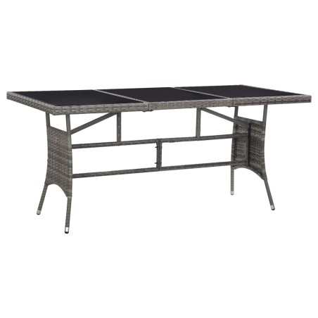 vidaXL Mesa de jardín ratán sintético gris 170x80x74 cm 