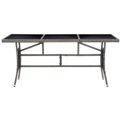 vidaXL Mesa de jardín ratán sintético gris 170x80x74 cm 