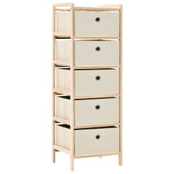 vidaXL Estantería de almacenaje 5 cestas de tela madera de cedro beige