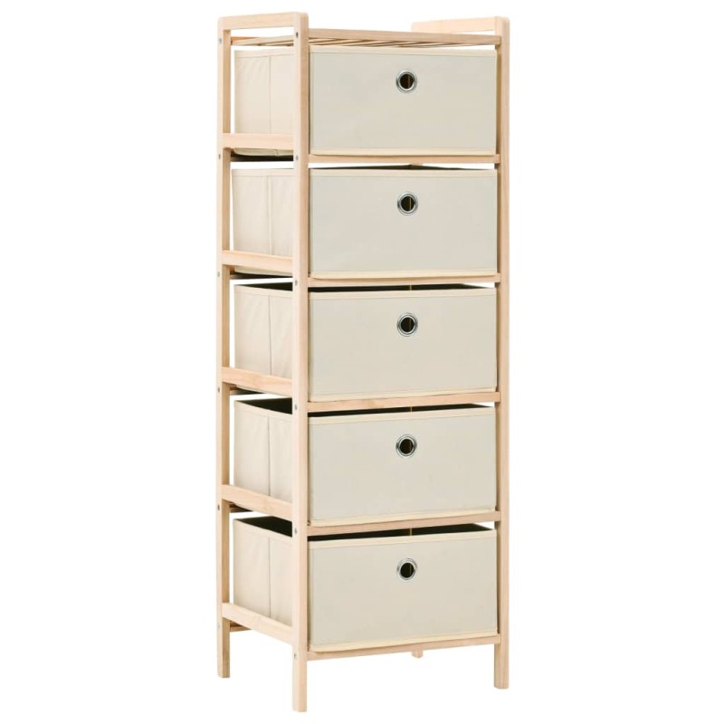 vidaXL Estantería de almacenaje 5 cestas de tela madera de cedro beige vidaXL Estantería de almacenaje 5 cestas de tela madera de cedro beige