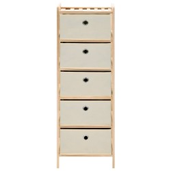 vidaXL Estantería de almacenaje 5 cestas de tela madera de cedro beige
