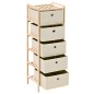 vidaXL Estantería de almacenaje 5 cestas de tela madera de cedro beige vidaXL Estantería de almacenaje 5 cestas de tela madera de cedro beige