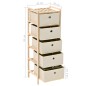 vidaXL Estantería de almacenaje 5 cestas de tela madera de cedro beige vidaXL Estantería de almacenaje 5 cestas de tela madera de cedro beige