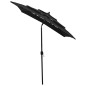 vidaXL Sombrilla de 3 niveles con poste de aluminio negra 2x2 m vidaXL Sombrilla de 3 niveles con poste de aluminio negra 2x2 m