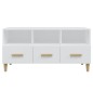 vidaXL Mueble de TV madera contrachapada blanco brillo 102x36x50 cm