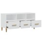 vidaXL Mueble de TV madera contrachapada blanco brillo 102x36x50 cm
