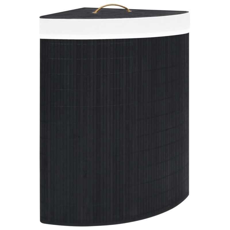 vidaXL Cesto para la ropa sucia de esquina bambú negro 60 L vidaXL Cesto para la ropa sucia de esquina bambú negro 60 L