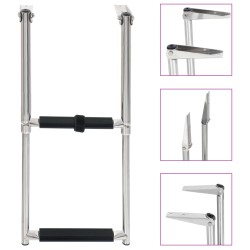 vidaXL Escalera de embarque plegable 2 peldaños acero inoxidable