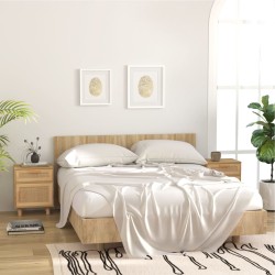 vidaXL Mesitas de noche 2 uds madera maciza pino marrón ratán natural