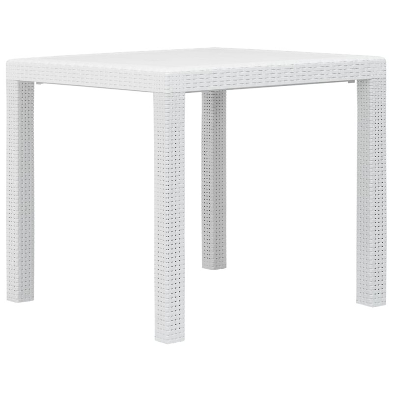 vidaXL Mesa de jardín de plástico aspecto ratán blanco 79x79x72 cm vidaXL Mesa de jardín de plástico aspecto ratán blanco 79x79x72 cm