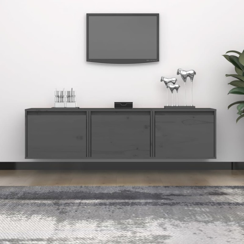 vidaXL Muebles para TV 3 piezas madera maciza de pino gris