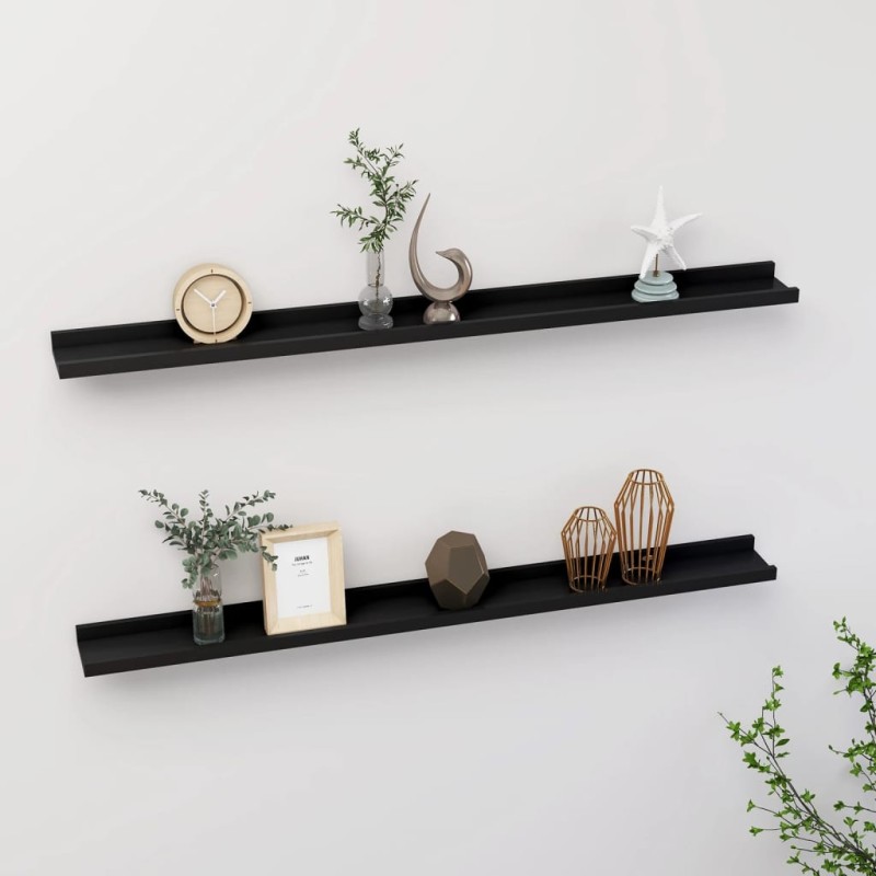 vidaXL Estantes de pared 2 unidades negro 100x9x3 cm vidaXL Estantes de pared 2 unidades negro 100x9x3 cm