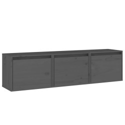 vidaXL Muebles para TV 3 piezas madera maciza de pino gris