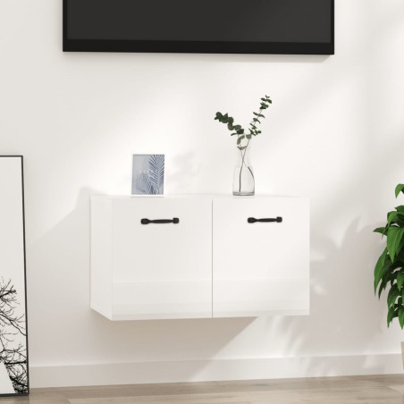 vidaXL Armario pared madera contrachapada blanco brillo 60x36,5x35 cm