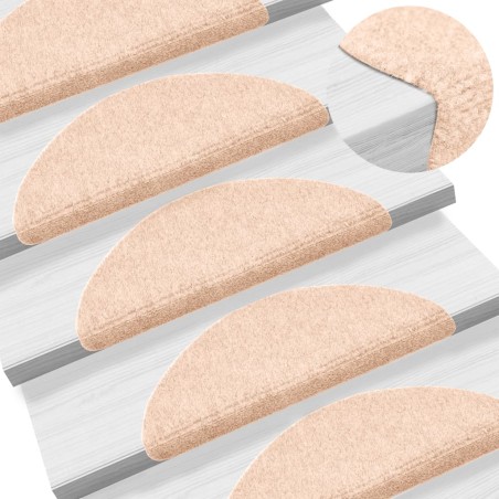 vidaXL Alfombrilla de escaleras 15 uds tela punzonada marrón 56x17x3cm