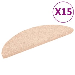 vidaXL Alfombrilla de escaleras 15 uds tela punzonada marrón 56x17x3cm