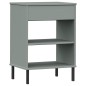 vidaXL Armario consola patas de metal madera maciza pino gris OSLO vidaXL Armario consola patas de metal madera maciza pino gris OSLO