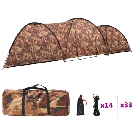 vidaXL Tienda de campaña iglú 8 personas camuflaje 650x240x190 cm