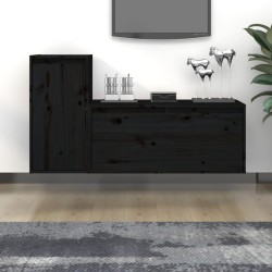 vidaXL Muebles para TV 2 piezas madera maciza de pino negro