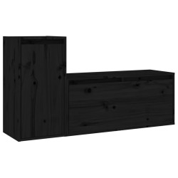 vidaXL Muebles para TV 2 piezas madera maciza de pino negro