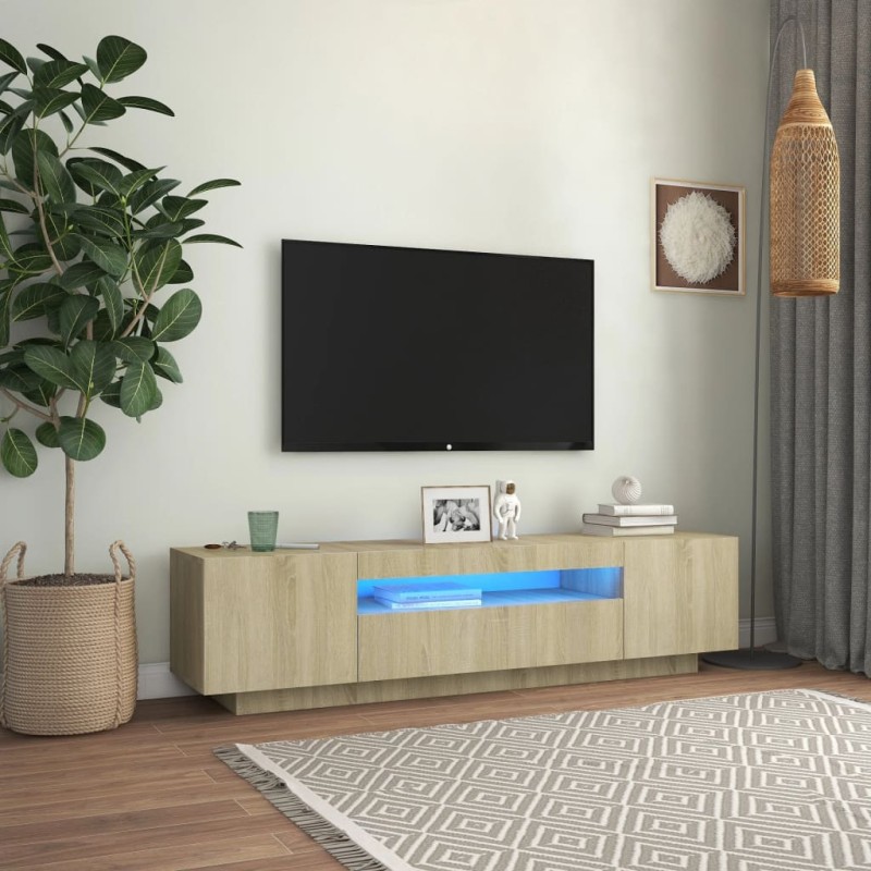 vidaXL Mueble de TV con luces LED roble Sonoma 160x35x40 cm vidaXL Mueble de TV con luces LED roble Sonoma 160x35x40 cm