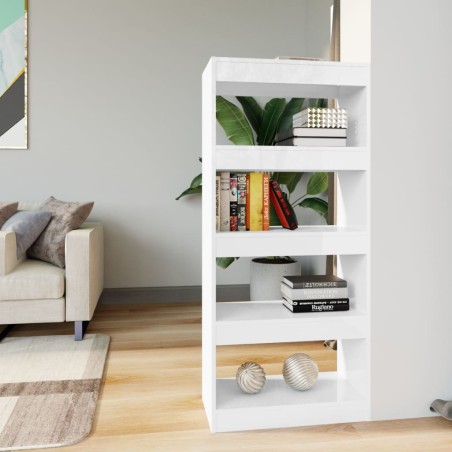vidaXL Estantería madera contrachapada blanco brillante 60x30x135 cm
