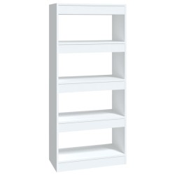 vidaXL Estantería madera contrachapada blanco brillante 60x30x135 cm