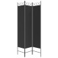 vidaXL Biombo divisor de 3 paneles de tela negro 120x200 cm