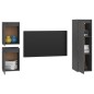 vidaXL Muebles para TV 3 piezas madera maciza de pino gris