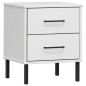 vidaXL Mesita de noche patas de metal madera maciza pino blanca OSLO vidaXL Mesita de noche patas de metal madera maciza pino blanca OSLO