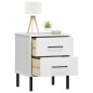 vidaXL Mesita de noche patas de metal madera maciza pino blanca OSLO vidaXL Mesita de noche patas de metal madera maciza pino blanca OSLO
