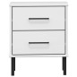 vidaXL Mesita de noche patas de metal madera maciza pino blanca OSLO vidaXL Mesita de noche patas de metal madera maciza pino blanca OSLO