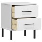 vidaXL Mesita de noche patas de metal madera maciza pino blanca OSLO vidaXL Mesita de noche patas de metal madera maciza pino blanca OSLO