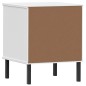 vidaXL Mesita de noche patas de metal madera maciza pino blanca OSLO vidaXL Mesita de noche patas de metal madera maciza pino blanca OSLO