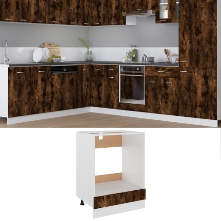 vidaXL Armario de horno madera ingeniería roble ahumado 60x46x81,5 cm