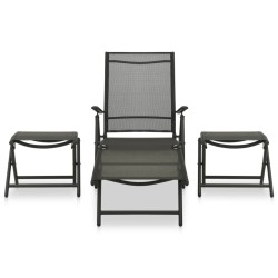 vidaXL Set de muebles de jardín 3 piezas textilene aluminio negro