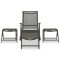 vidaXL Set de muebles de jardín 3 piezas textilene aluminio negro vidaXL Set de muebles de jardín 3 piezas textilene aluminio negro