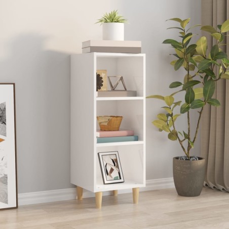 vidaXL Aparador de madera contrachapada blanco brillo 34,5x32,5x90 cm