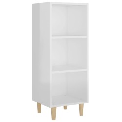 vidaXL Aparador de madera contrachapada blanco brillo 34,5x32,5x90 cm
