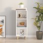 vidaXL Aparador de madera contrachapada blanco brillo 34,5x32,5x90 cm