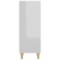 vidaXL Aparador de madera contrachapada blanco brillo 34,5x32,5x90 cm