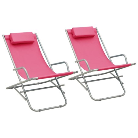 vidaXL Sillas mecedoras 2 unidades acero rosa 