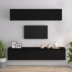 vidaXL Muebles para TV 5 piezas madera maciza de pino negro
