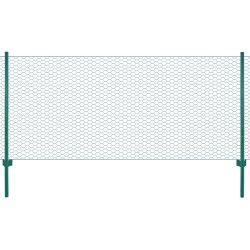 vidaXL Valla de malla de alambre con postes de acero 25x1 m verde