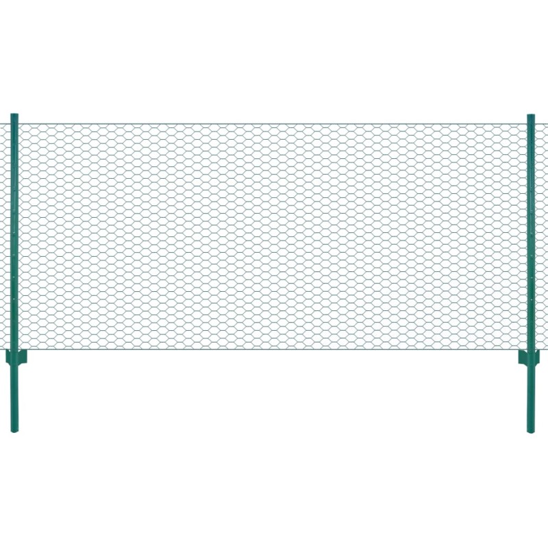 vidaXL Valla de malla de alambre con postes de acero 25x1 m verde vidaXL Valla de malla de alambre con postes de acero 25x1 m verde