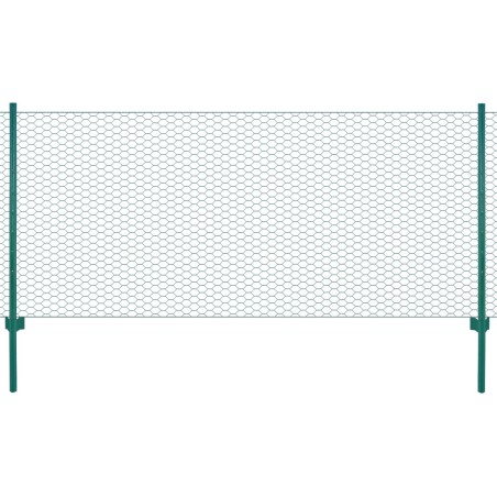 vidaXL Valla de malla de alambre con postes de acero 25x1 m verde