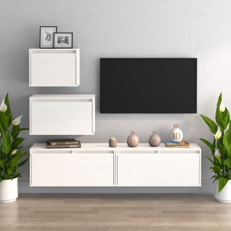 vidaXL Muebles para TV 4 piezas madera maciza de pino blanco