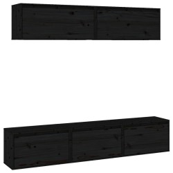vidaXL Muebles para TV 5 piezas madera maciza de pino negro